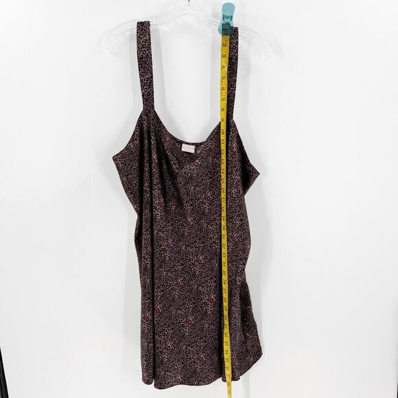 Cabernet Brown Animal Print Scoop Neck Wide Straps Short Night Gown Size 3x - Picture 6 of 8